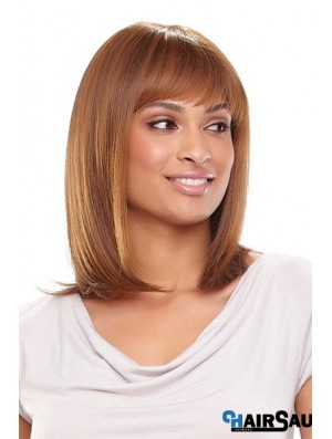 Auburn Shoulder Length Straight With Bangs 13 inch Fabulous Medium Wigs