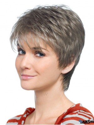 Straight Synthetic Grey Wigs Short Length