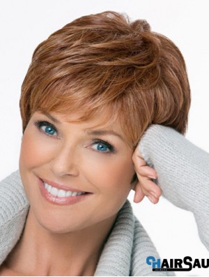 Lace Synthetic Wigs Cheap Boycuts Straight Style Brown Color Short Length