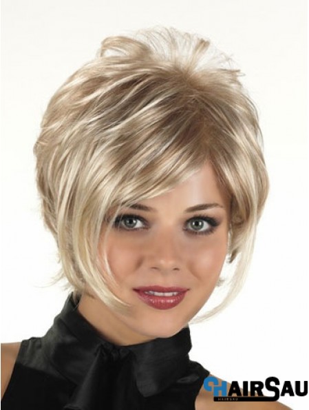 Synthetic Wigs For Sale With Capless Blonde Color Curly Style