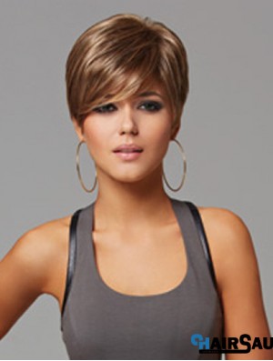 Convenient 5 inch Straight Brown Layered Short Wigs