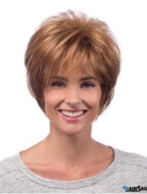 Hot Hair Synthetic Wigs Chin Length Straight Style Auburn Color