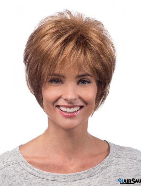 Hot Hair Synthetic Wigs Chin Length Straight Style Auburn Color