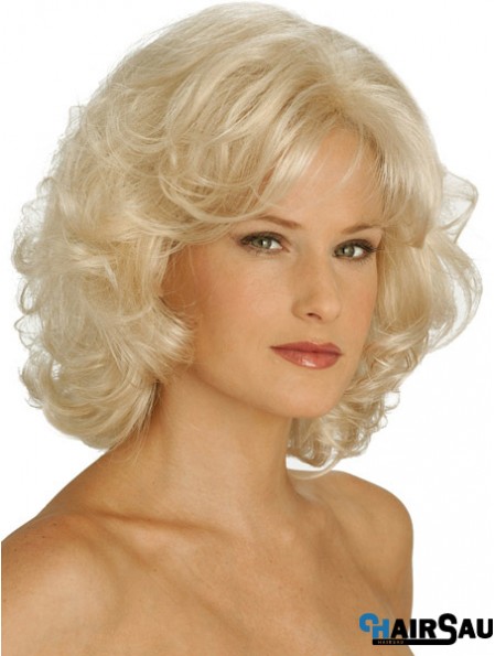 Wigs UK Synthetic Chin Length Blonde Color Curly Style