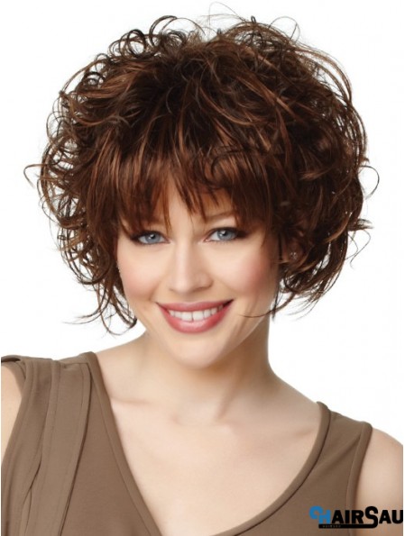 Buy Synthetic Hair Chin Length Auburn Color Curly Style Bobs Cut