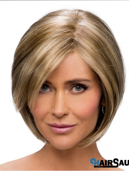 Cheap Synthetic Ladies Wigs With Monofilament Brown Color Chin Length