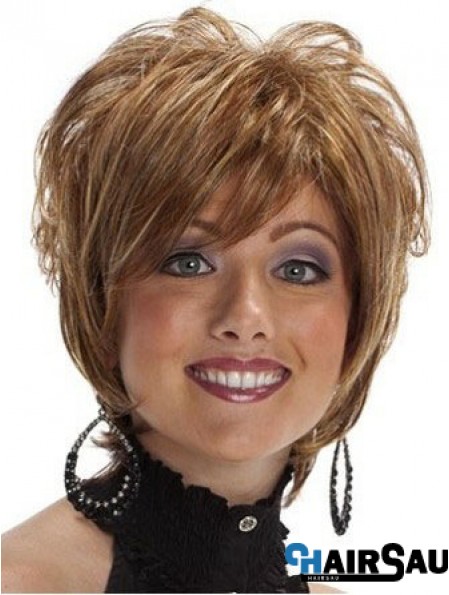 Short Layered Wavy Brown High Quality Synthetic Wigs