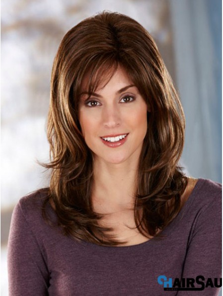 UK Seller Hair Synthetic Long Length Brown Color Layered Cut