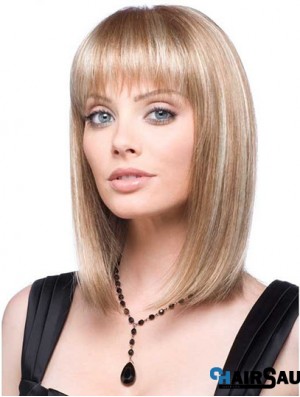 Front Lace Wig Synthetic With Straight Hair Style Blonde Color