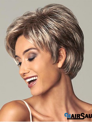 Best 7 inch Straight Brown Layered Short Wigs