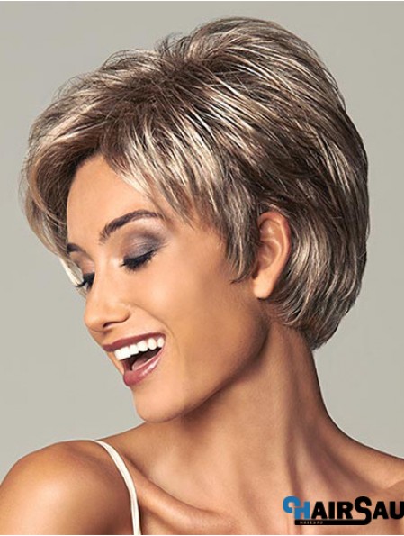 Best 7 inch Straight Brown Layered Short Wigs