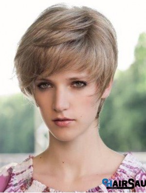 Suitable 6 inch Straight Blonde Boycuts Short Wigs