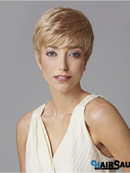 Fashionable 5 inch Straight Blonde Boycuts Short Wigs