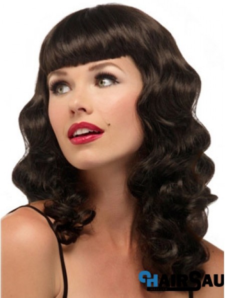 Hairstyles Brown Wavy With Bangs Long Wigs