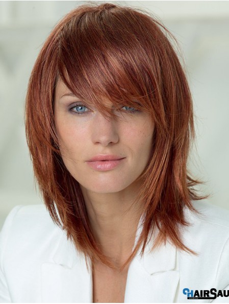 14 inch Straight Layered Capless Auburn Soft Long Wigs