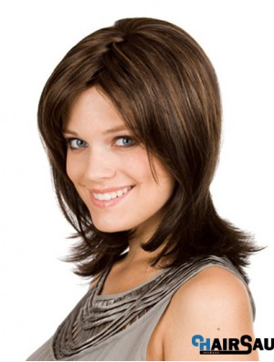 Brown Shoulder Length Wavy Layered 12 inch Fashion Medium Wigs