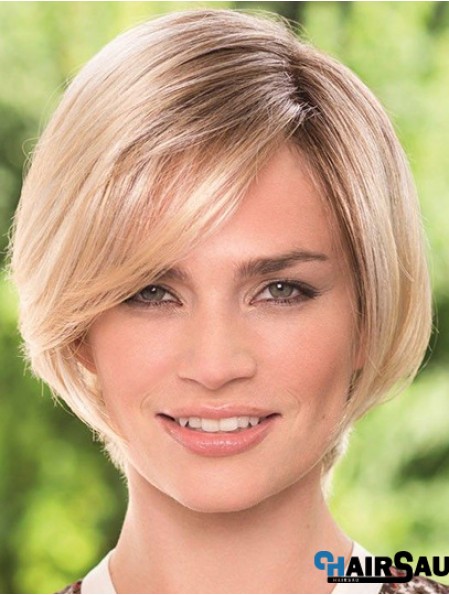 Chin Length Blonde Durable 8 inch Straight Bob Wigs