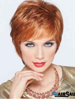 Boycuts Cropped Synthetic Straight Auburn Monofilament Wig Large