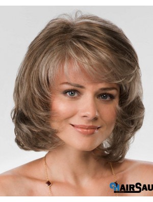 Synthetic Hair Chin Length Layered Cut Wavy Style