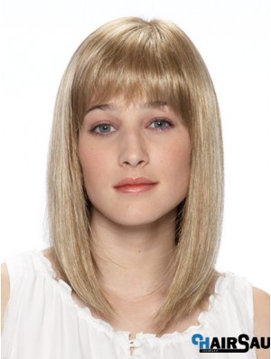 14 inch Blonde Straight Bobs Shoulder Synthetic Lace Front Wig