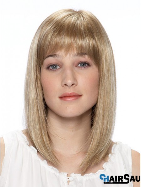 14 inch Blonde Straight Bobs Shoulder Synthetic Lace Front Wig