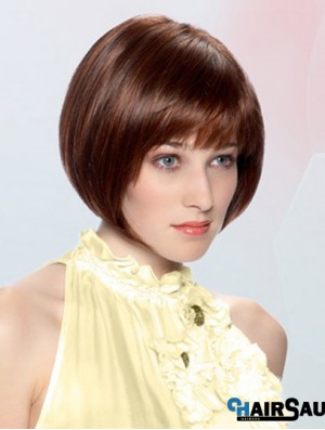 Straight Chin Length Auburn 10 inch Lace Front Durable Bob Wigs