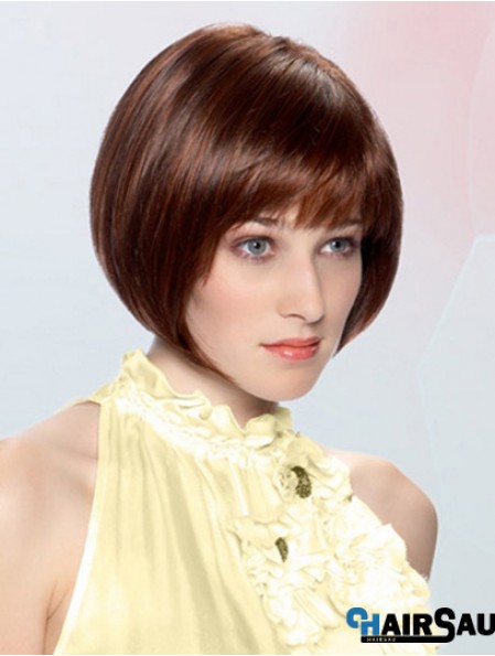 Straight Chin Length Auburn 10 inch Lace Front Durable Bob Wigs