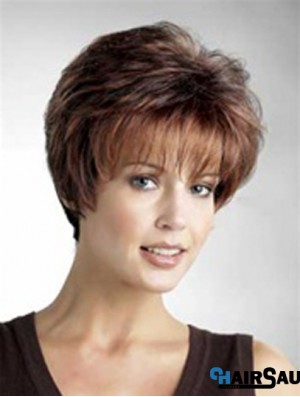 Good 8 inch Straight Auburn Layered Short Wigs