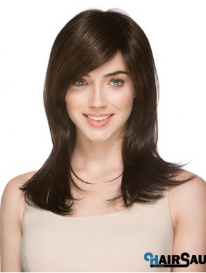 Very Cheap Synthetic Wigs Layered Cut Straight Style Brown Color