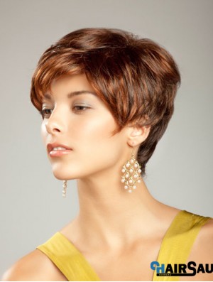 Short Synthetic Hair Wig Boycuts Short Length Auburn Color