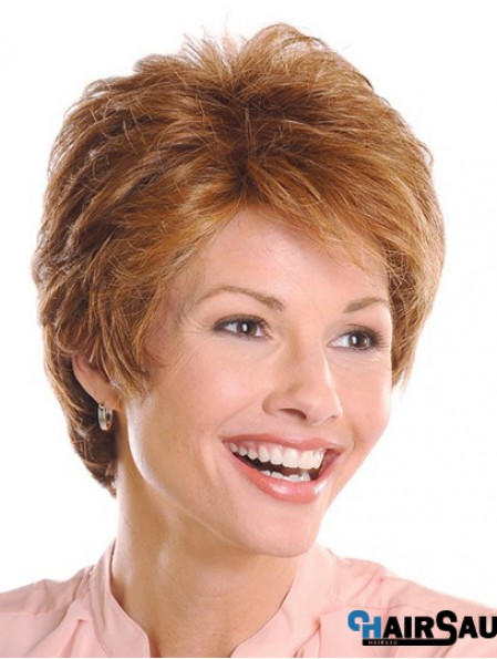 Top 5 inch Wavy Brown Layered Short Wigs