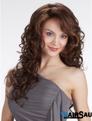 Curly With Bangs Long Brown Beautiful Lace Front Wigs