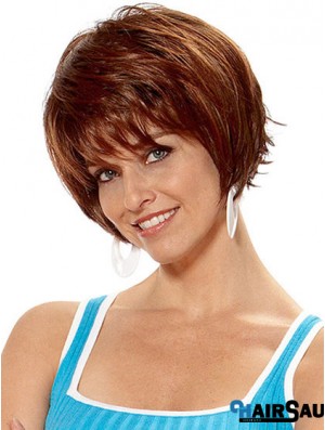 Short Layered Straight Auburn Popular Synthetic Wigs