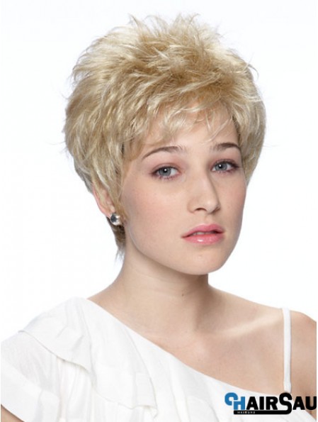 Cropped Boycuts Wavy Blonde Fashionable Synthetic Wigs