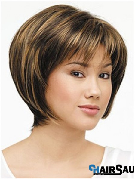 Lace Front Chin Length Straight Brown Designed Bob Wigs