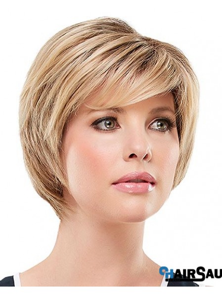 Affordable Blonde Short Straight Layered Lace Front Wigs