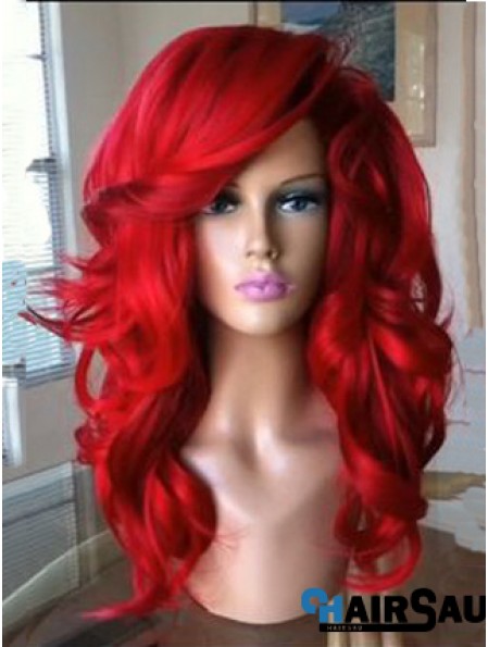 Capless Wavy 18 inch With Bangs Quality Synthetic Red Wig UK