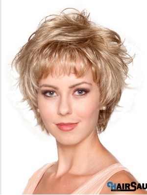 Wavy Layered 8 inch Blonde No-Fuss Synthetic Wigs