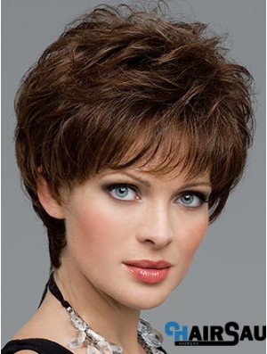 Cutting A Synthetic Wig Boycuts Cropped Length Brown Color