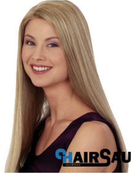 Straight Without Bangs 20 inch Blonde Discount Synthetic Wigs