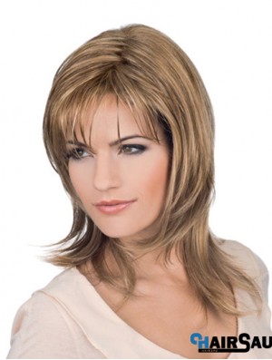 Shoulder Length Blonde Layered Wavy Perfect Full Lace Wigs