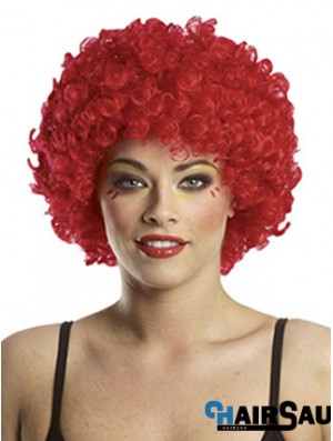 Kinky Without Bangs Short Red Modern Lace Front Wigs