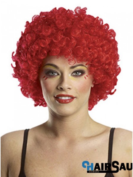 Kinky Without Bangs Short Red Modern Lace Front Wigs