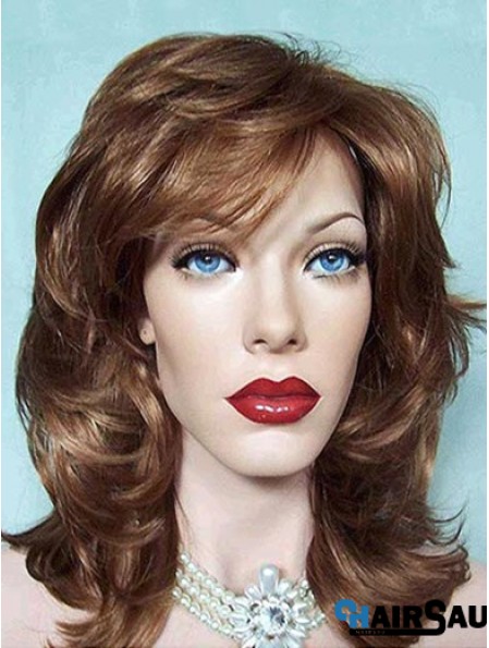 Wavy Layered Shoulder Length Brown Good Lace Front Wigs