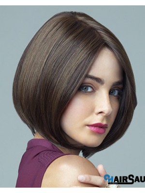 Straight Chin Length Brown 10 inch Lace Front Discount Bob Wigs