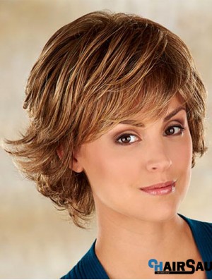 Brown Chin Length Wavy Layered 10 inch Comfortable Medium Wigs