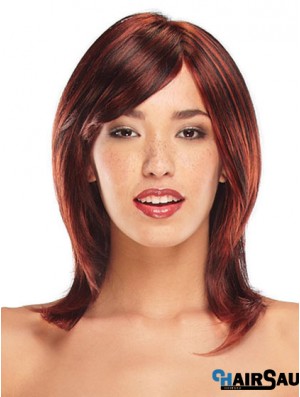 Straight Layered Shoulder Length Red Ideal Lace Front Wigs