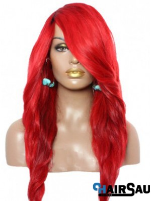 Wavy With Bangs Lace Front Amazing 22 inch Red Long Wigs