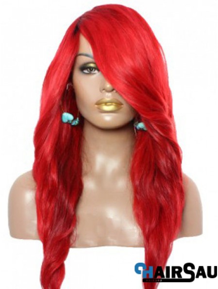 Wavy With Bangs Lace Front Amazing 22 inch Red Long Wigs