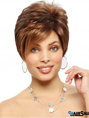 Straight Layered 6 inch Auburn Soft Synthetic Wigs